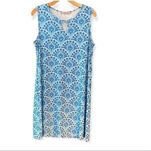 Ava Lynn Sz M Blue Tulip Design Sleeveless Casual Shift Lounge Dress